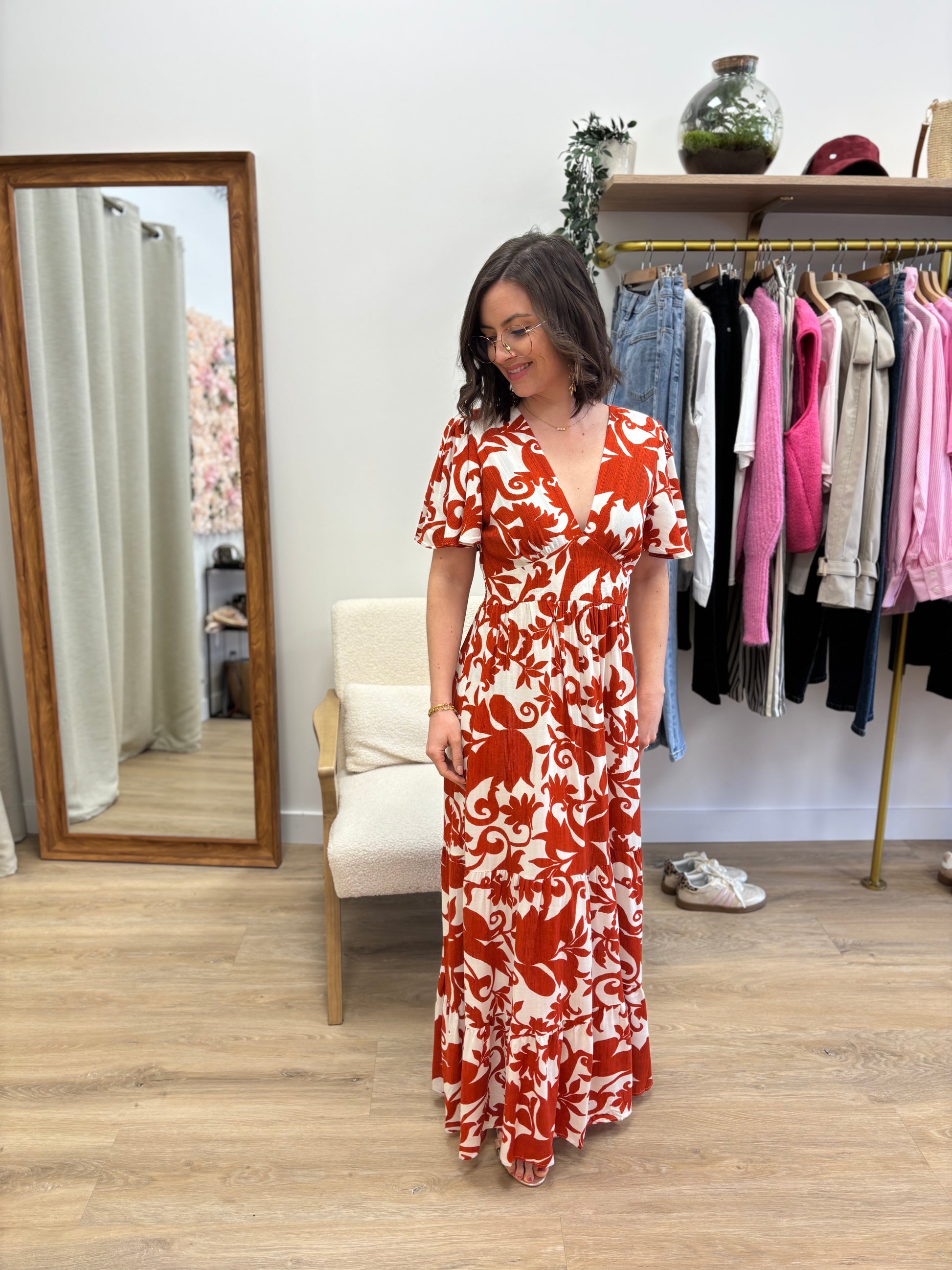 Robe longue Céline terracotta