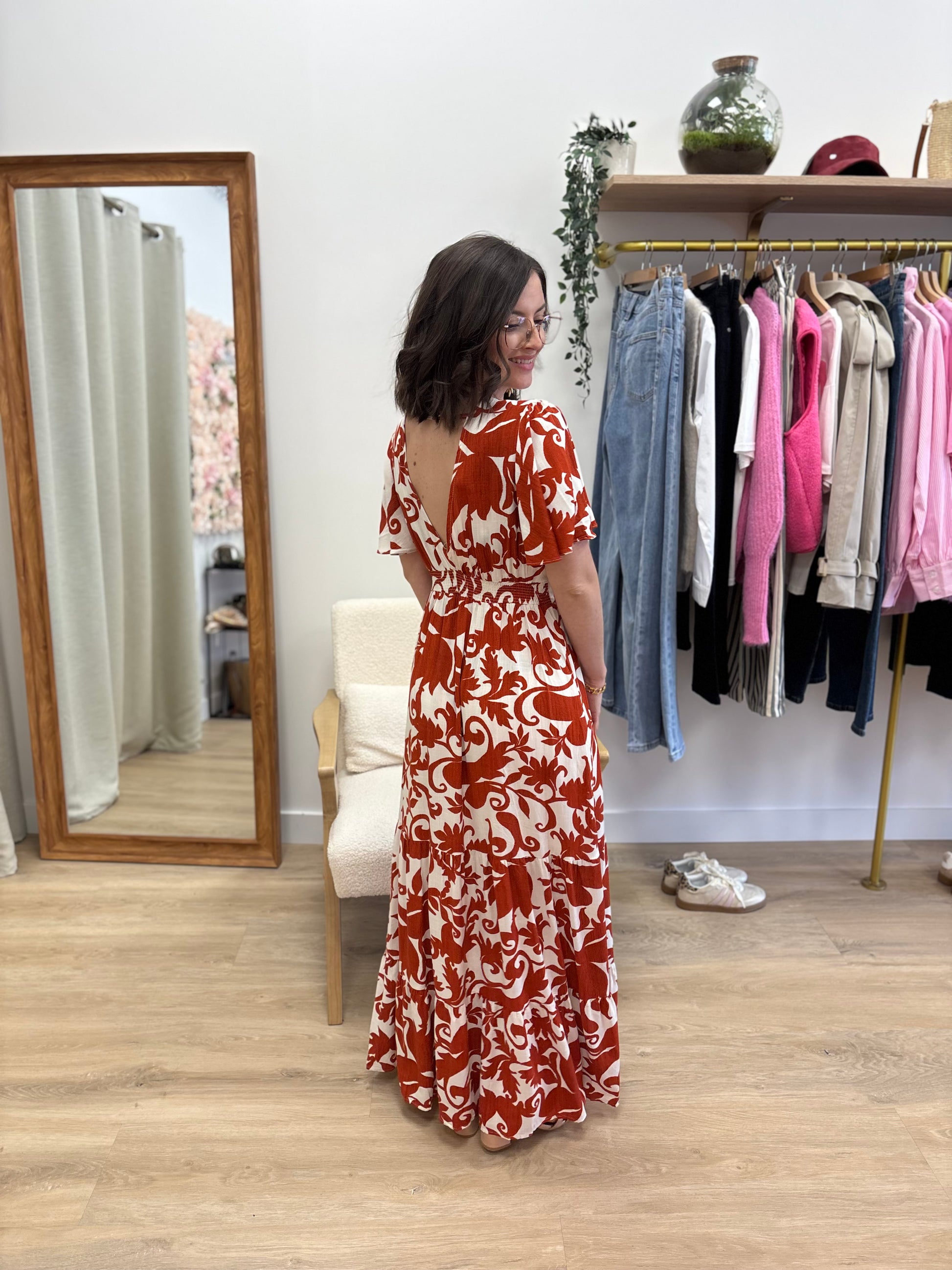 Robe longue Céline terracotta