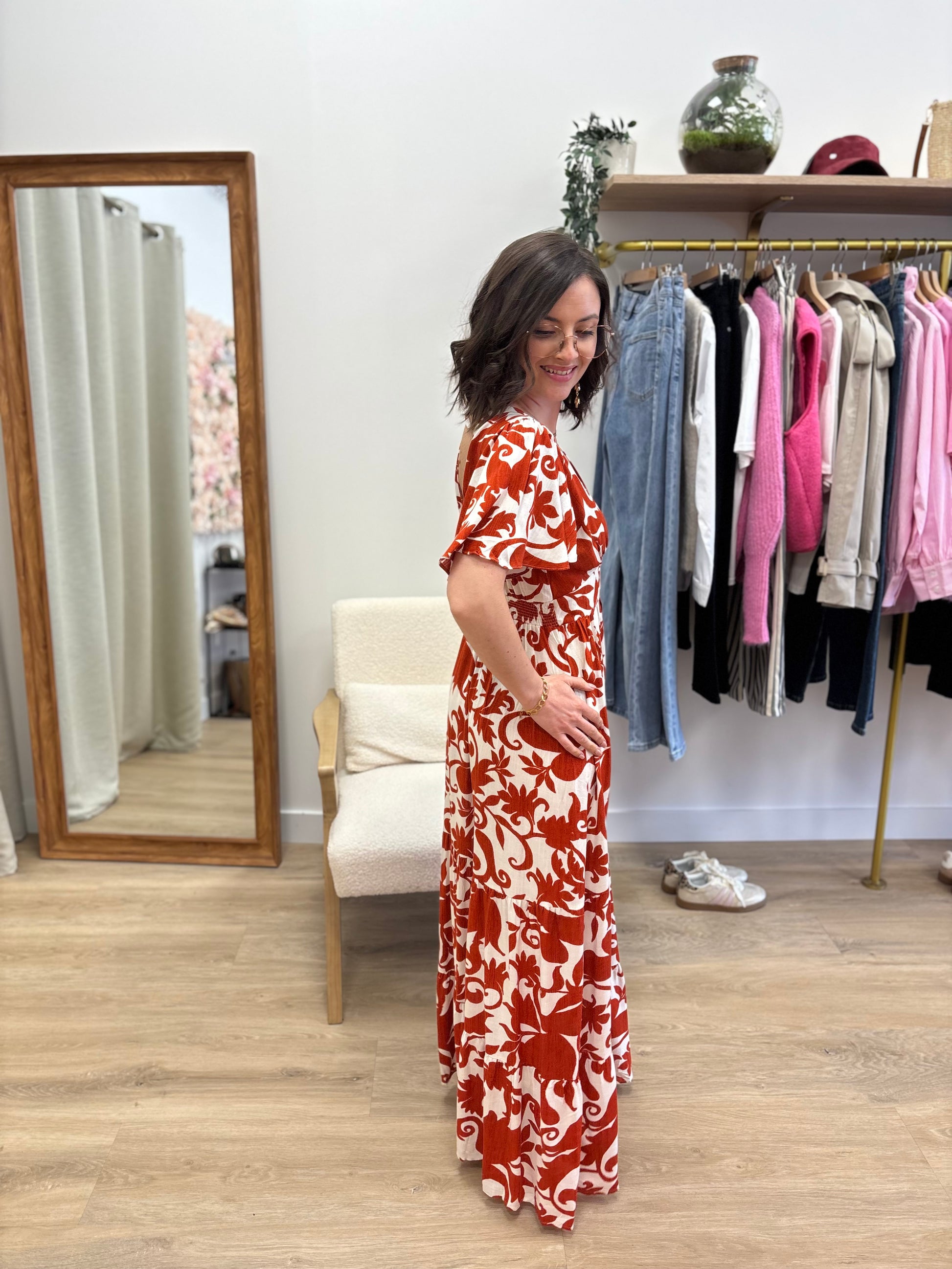 Robe longue Céline terracotta