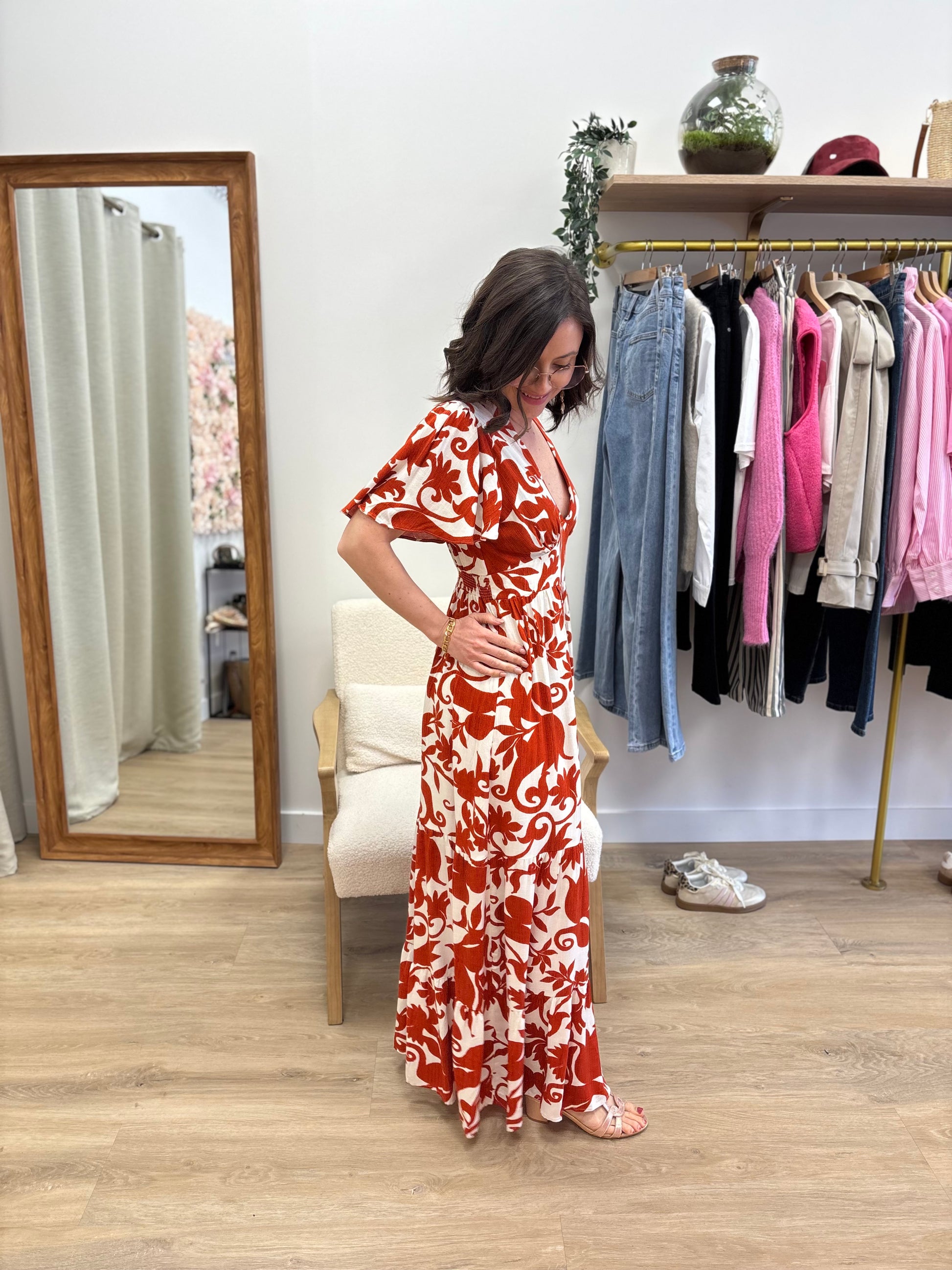 Robe longue Céline terracotta