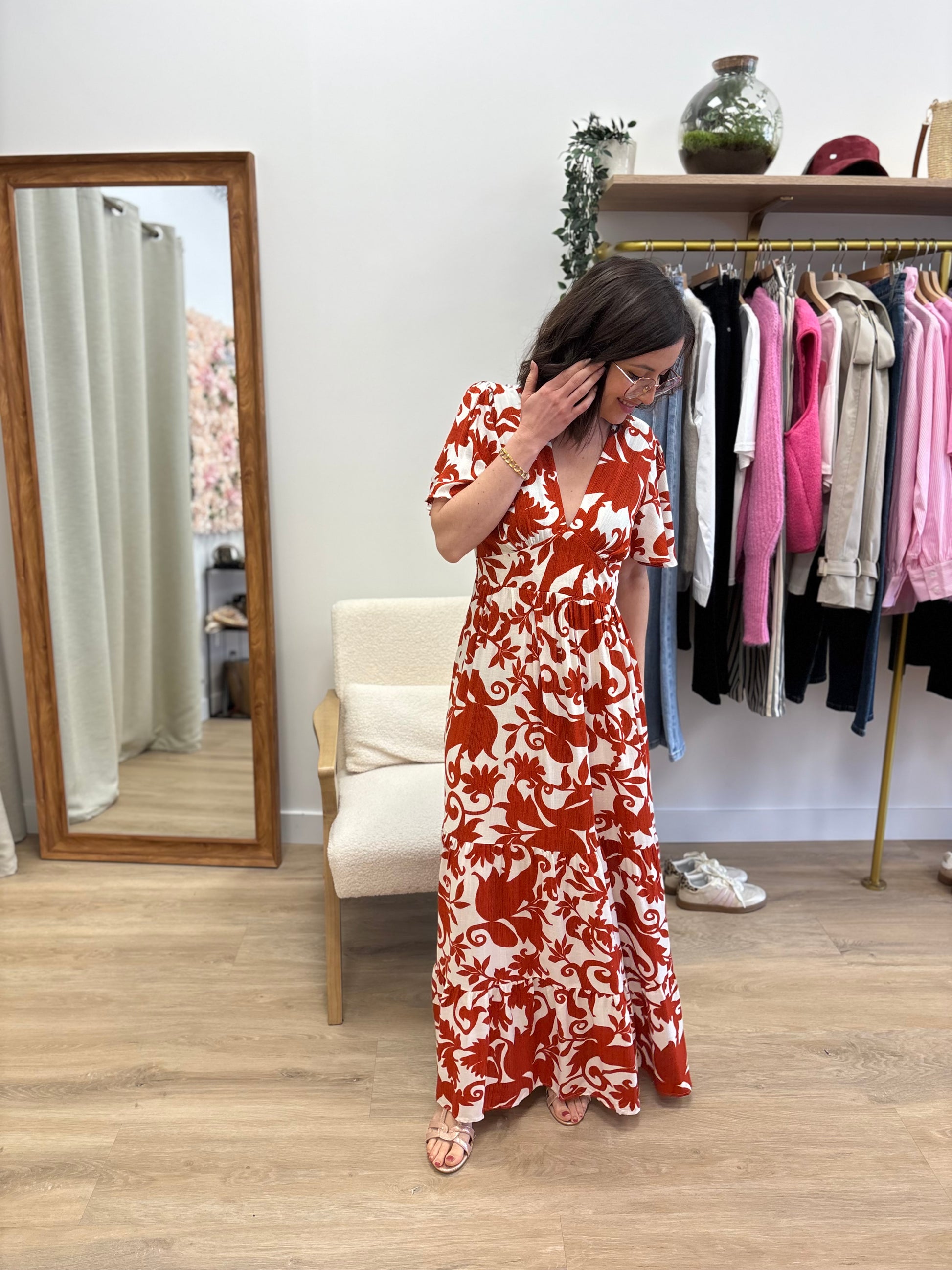 Robe longue Céline terracotta
