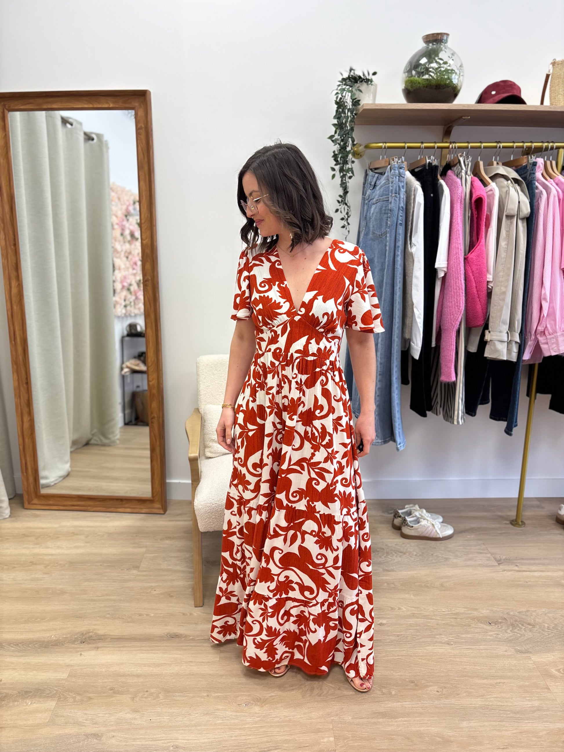 Robe longue Céline terracotta