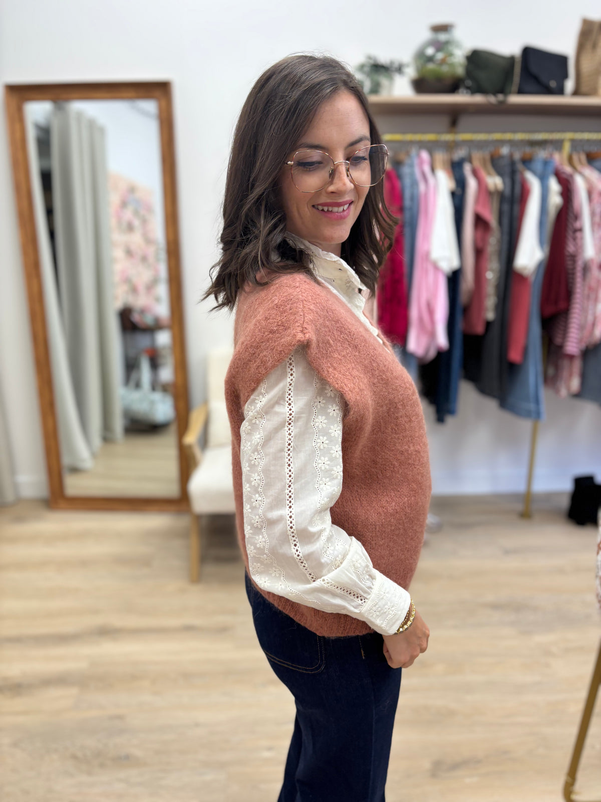 Gilet Carine rose