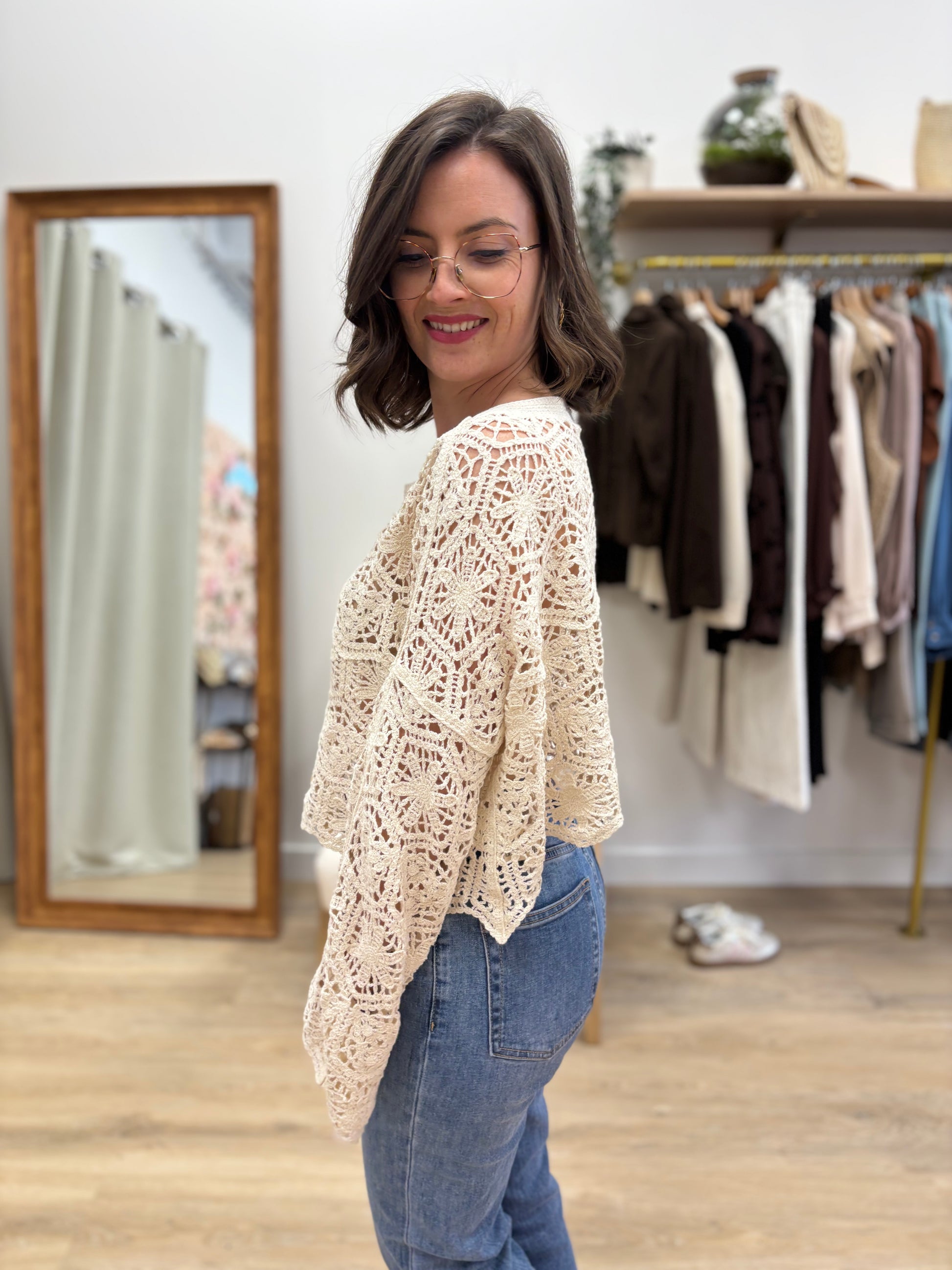 Top en crochet Maria beige