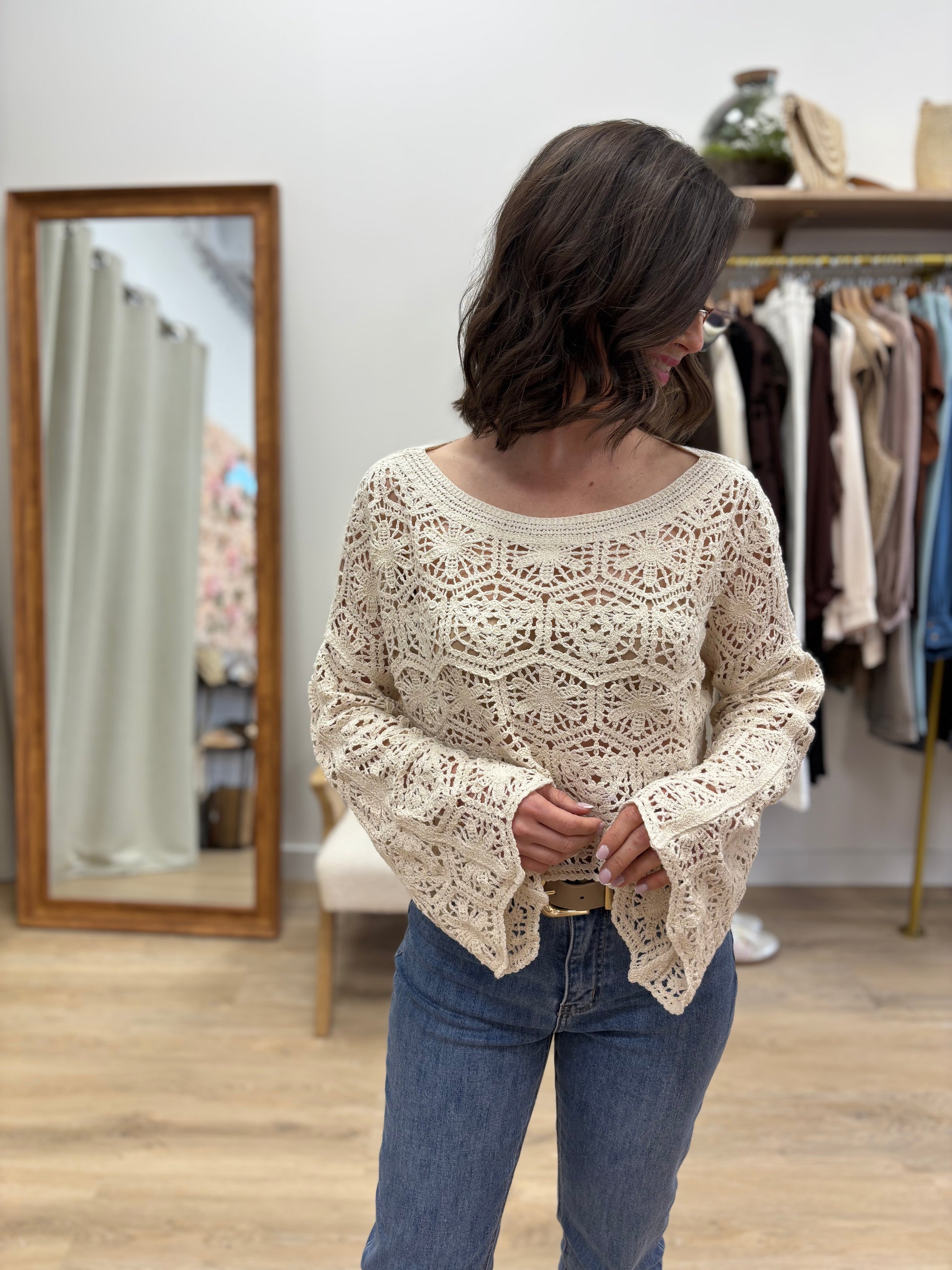 Top en crochet Maria beige