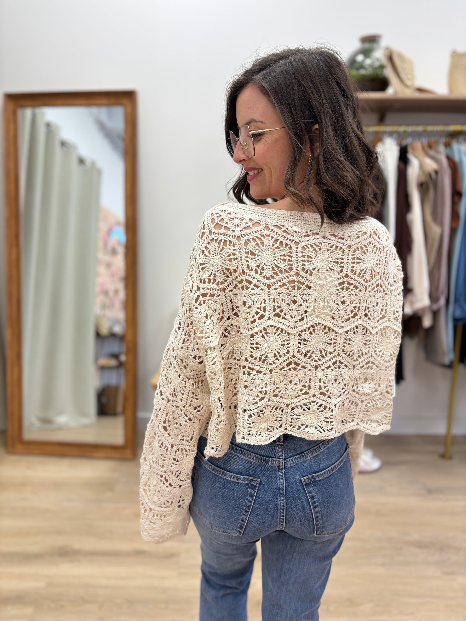 Top en crochet Maria beige