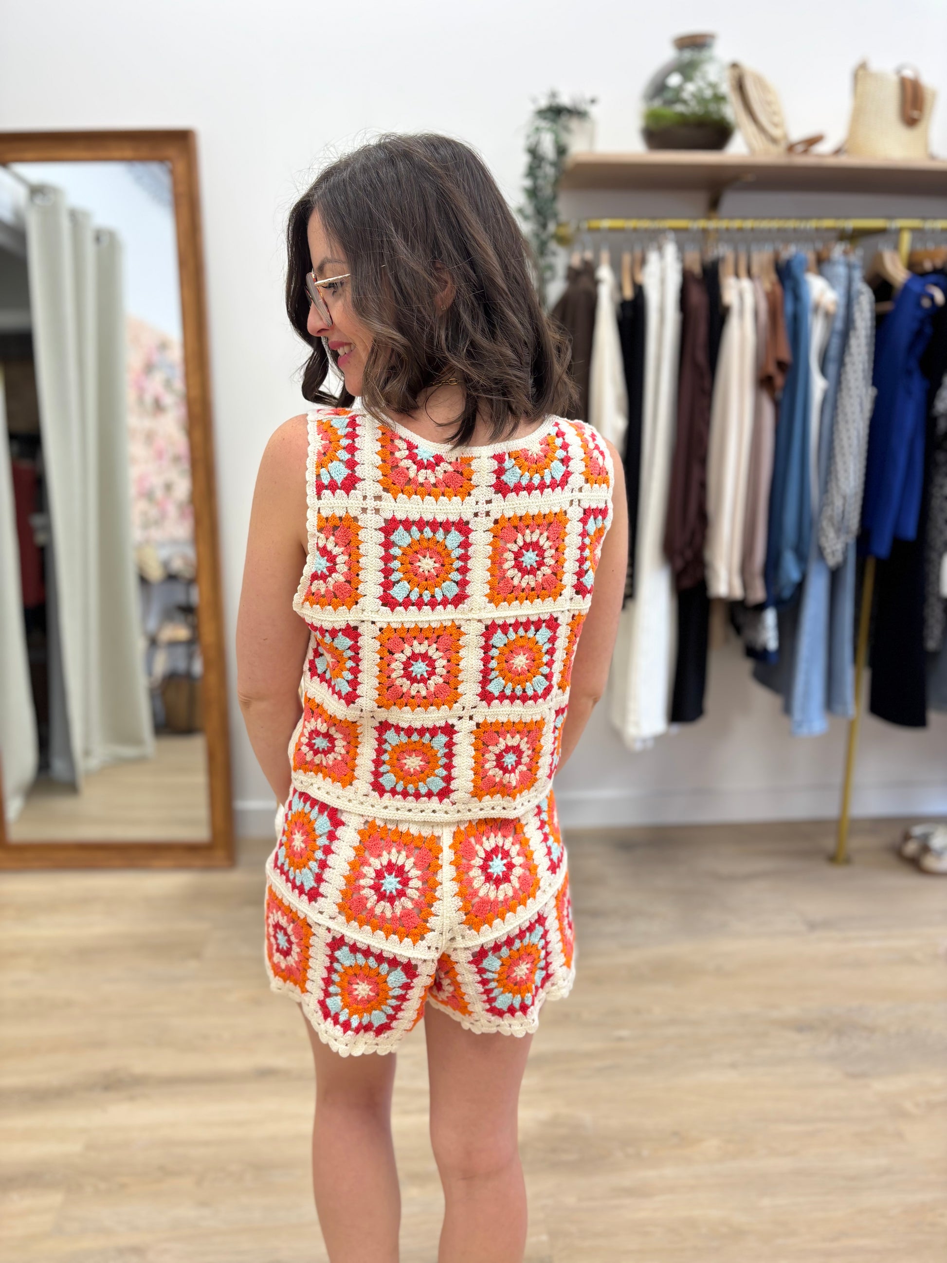 Short en crochet Julia orange