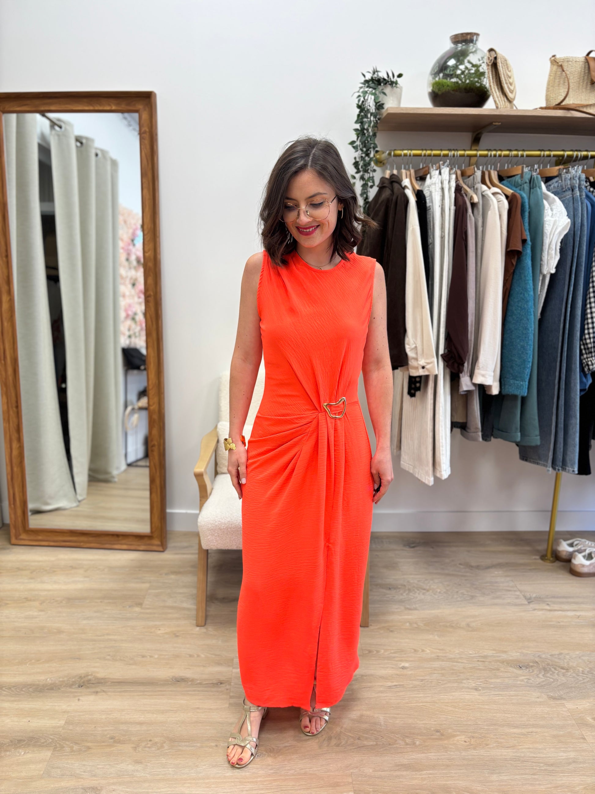 Robe longue Emeline corail
