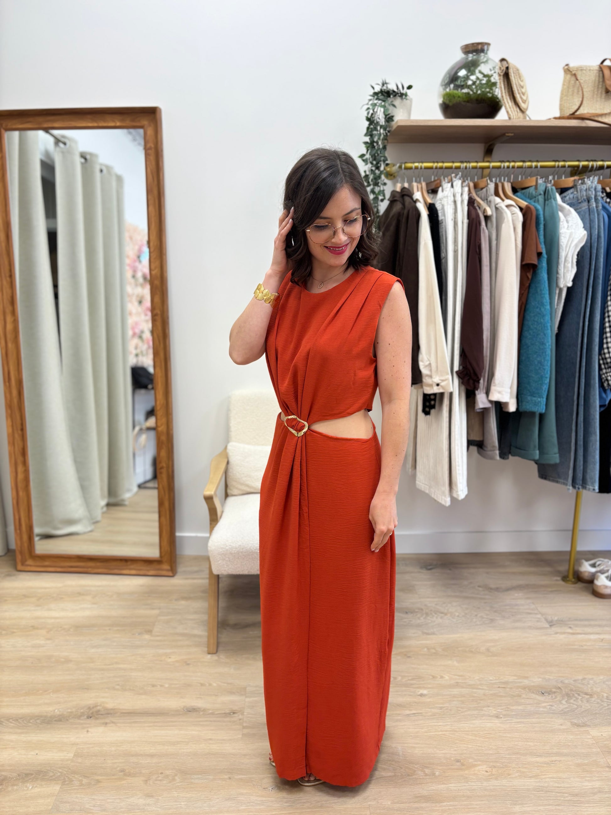 Robe longue Sonia terracotta