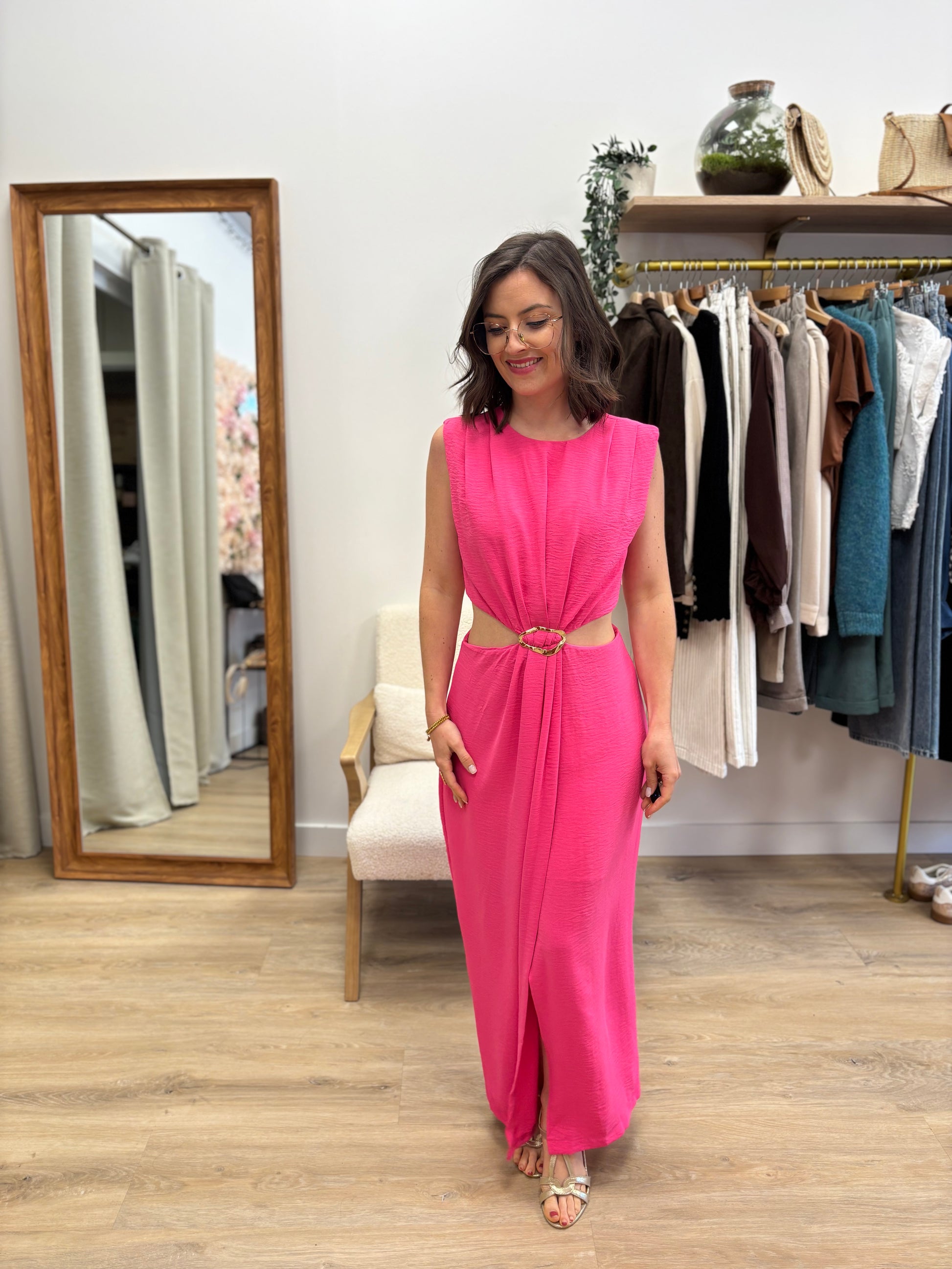 Robe longue Sonia fuchsia