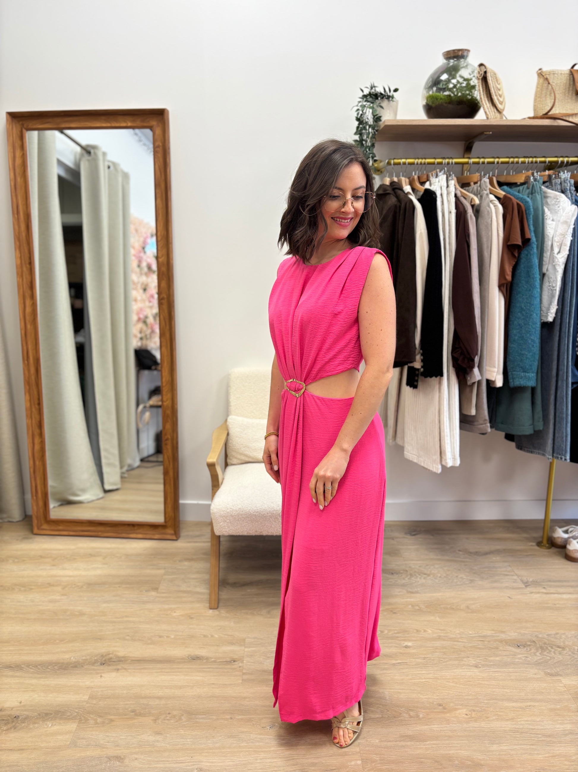 Robe longue Sonia fuchsia