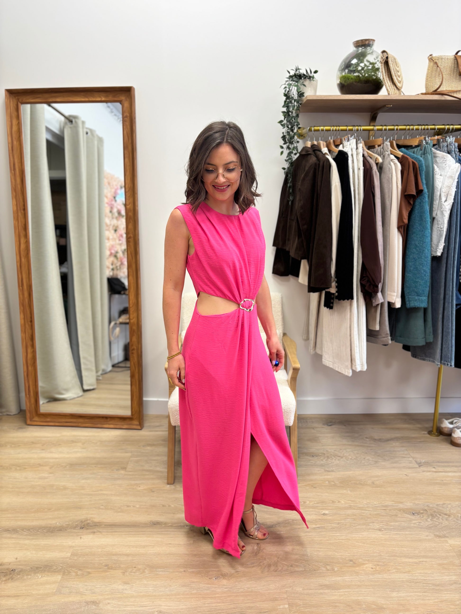 Robe longue Sonia fuchsia