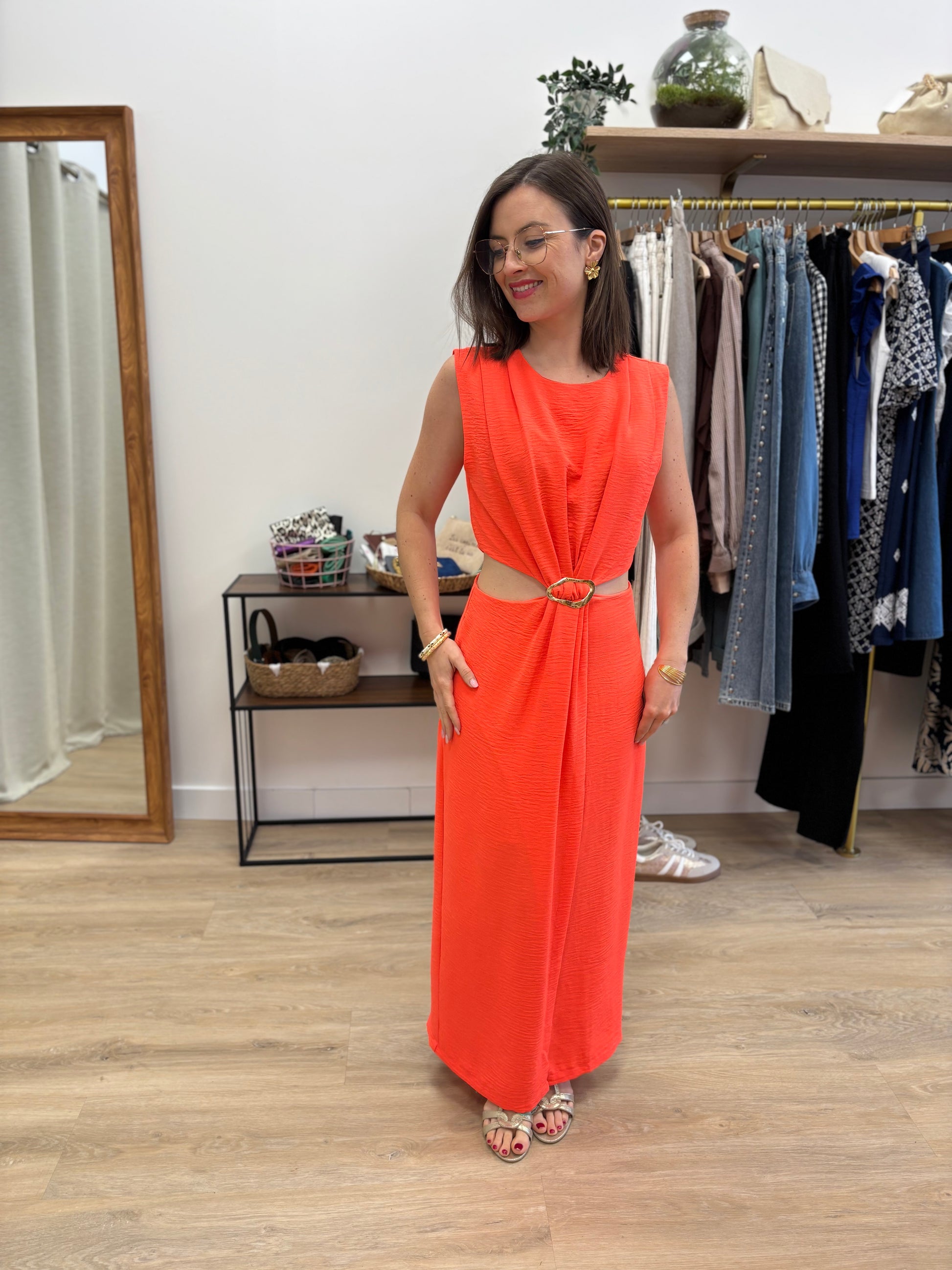 Robe longue Sonia corail