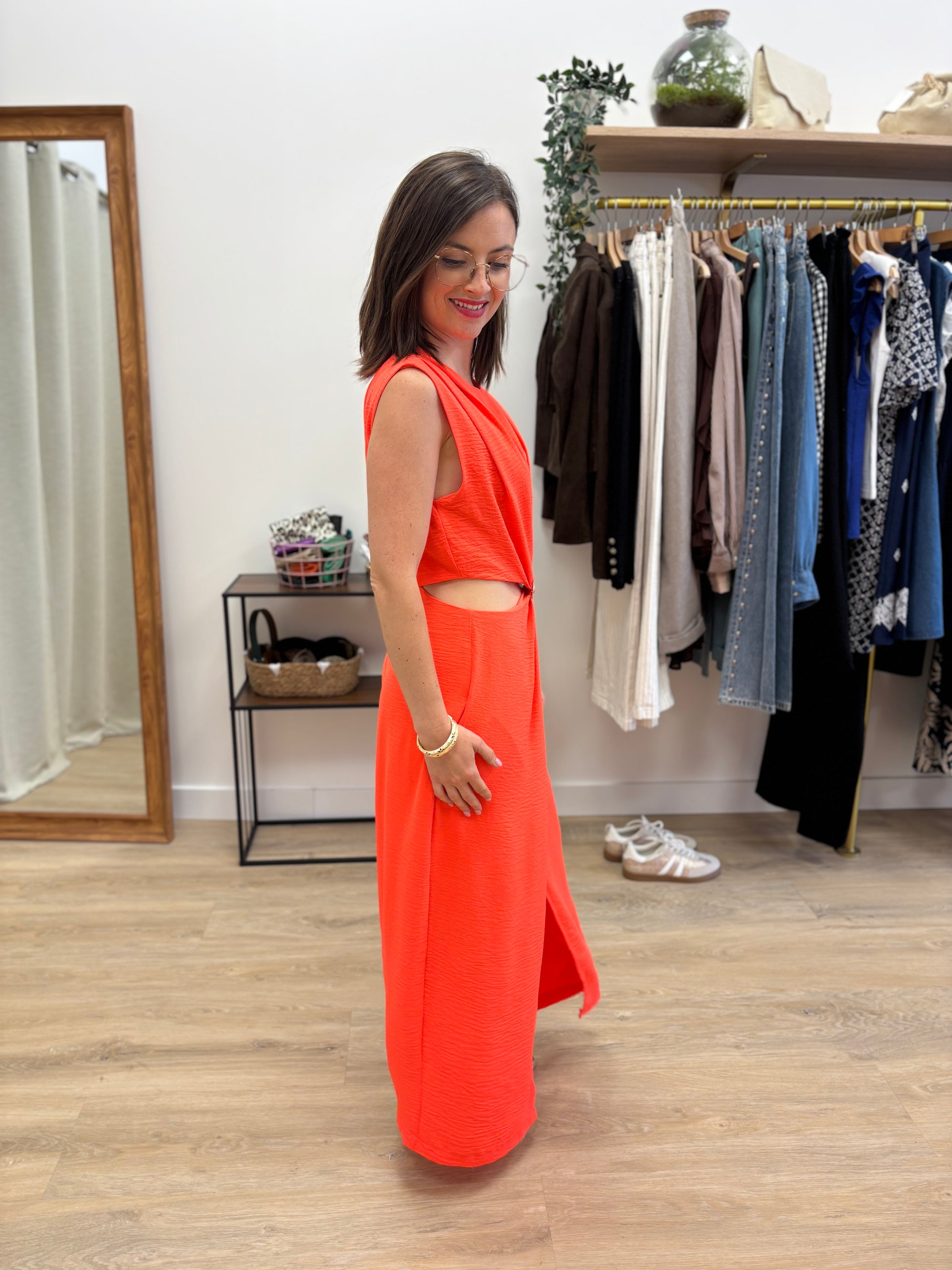 Robe longue Sonia corail