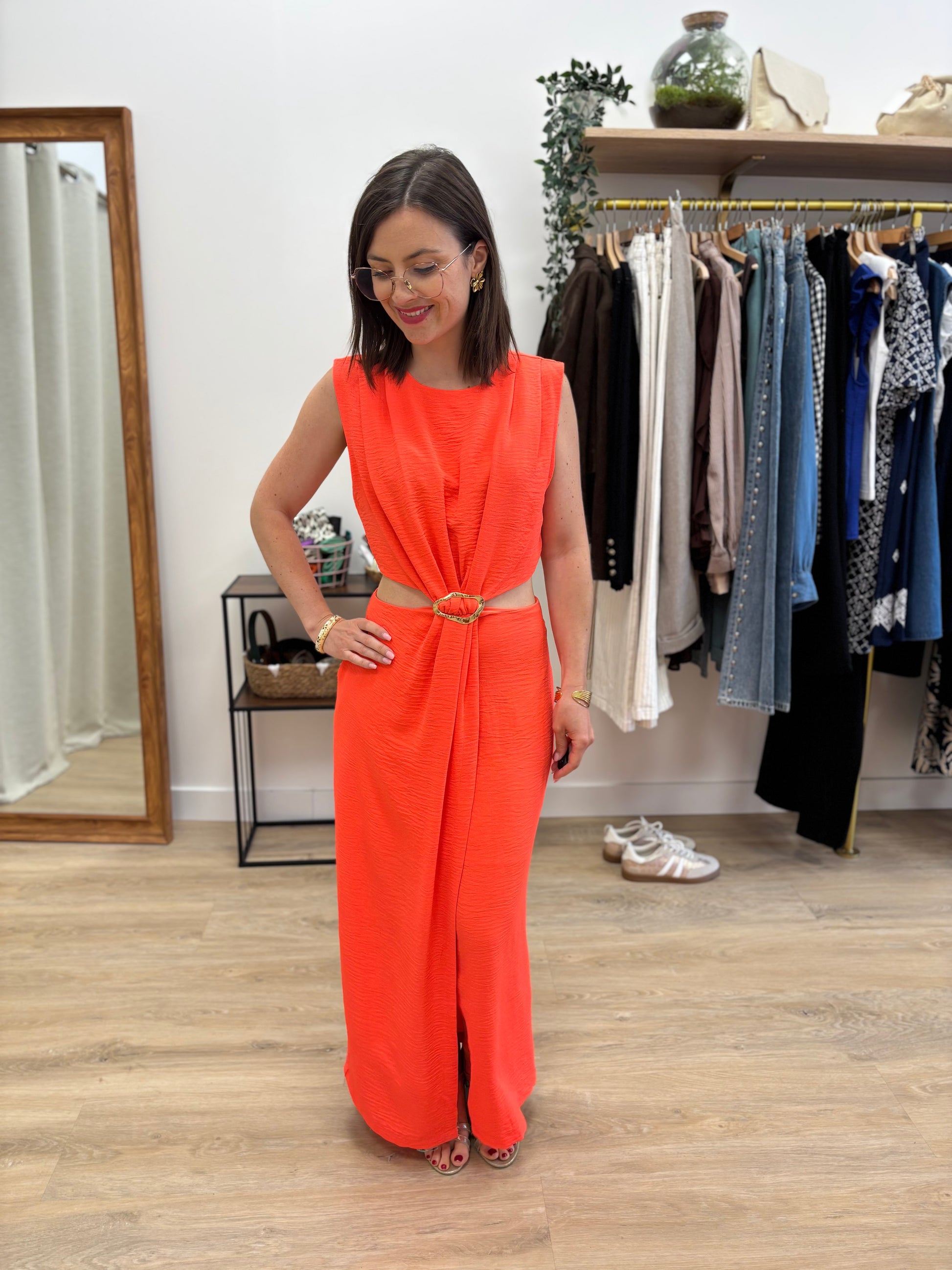 Robe longue Sonia corail