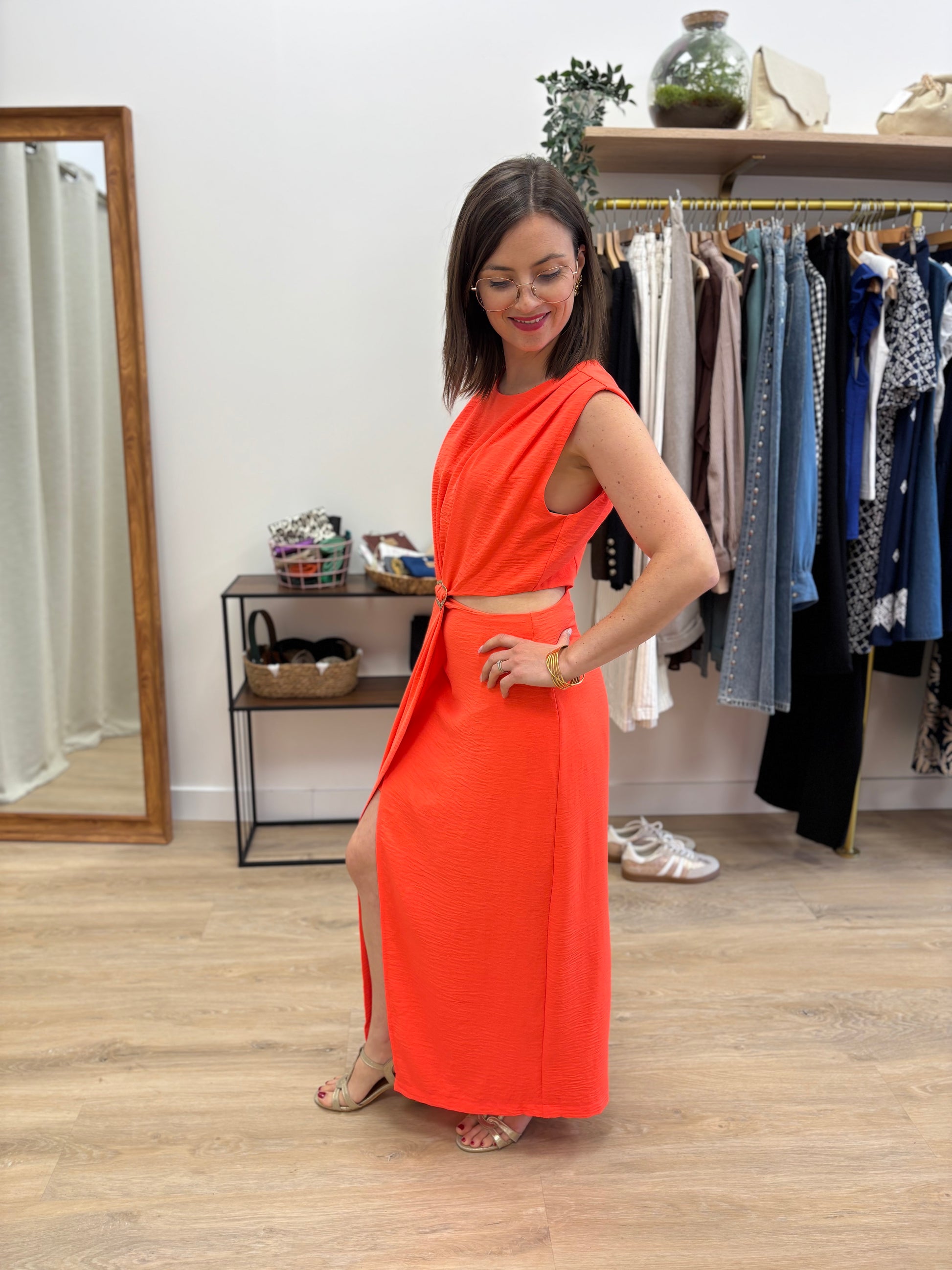 Robe longue Sonia corail