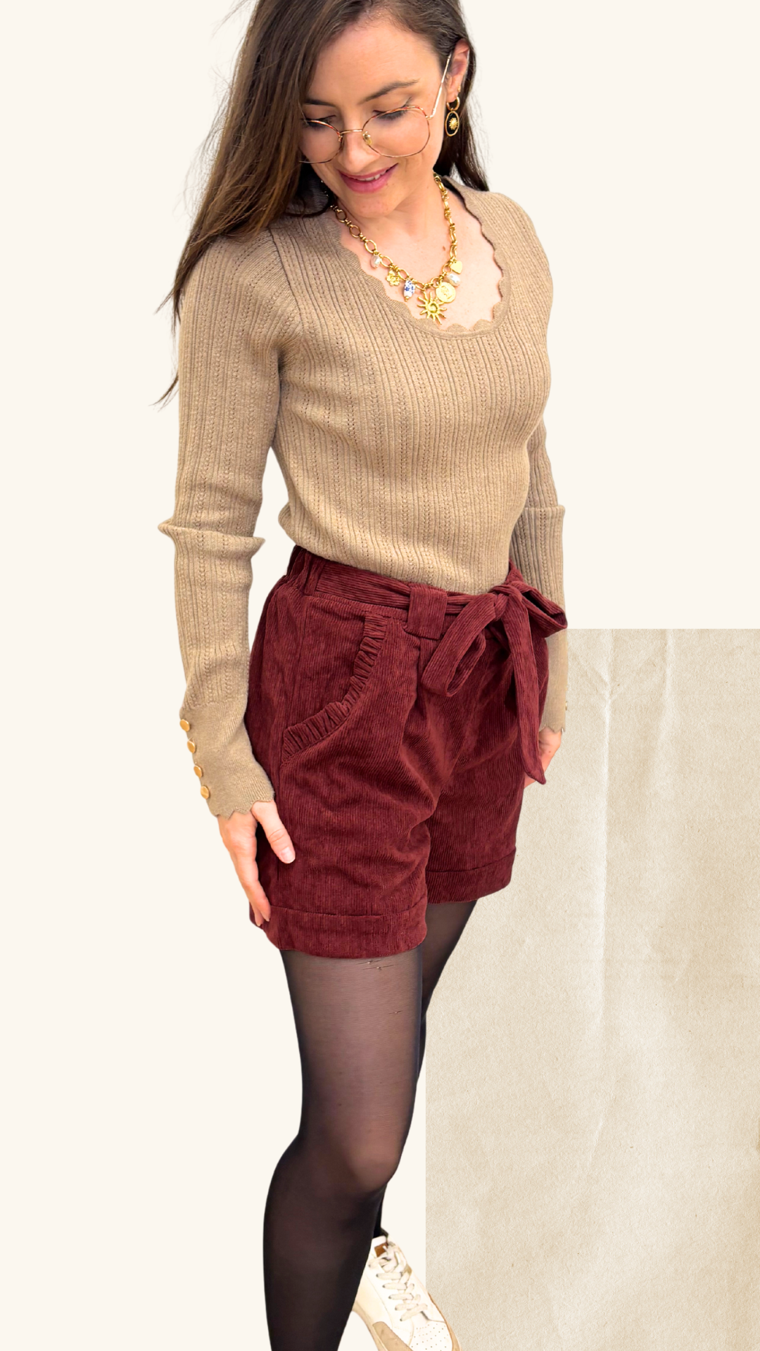 Short velours Arthur bordeaux