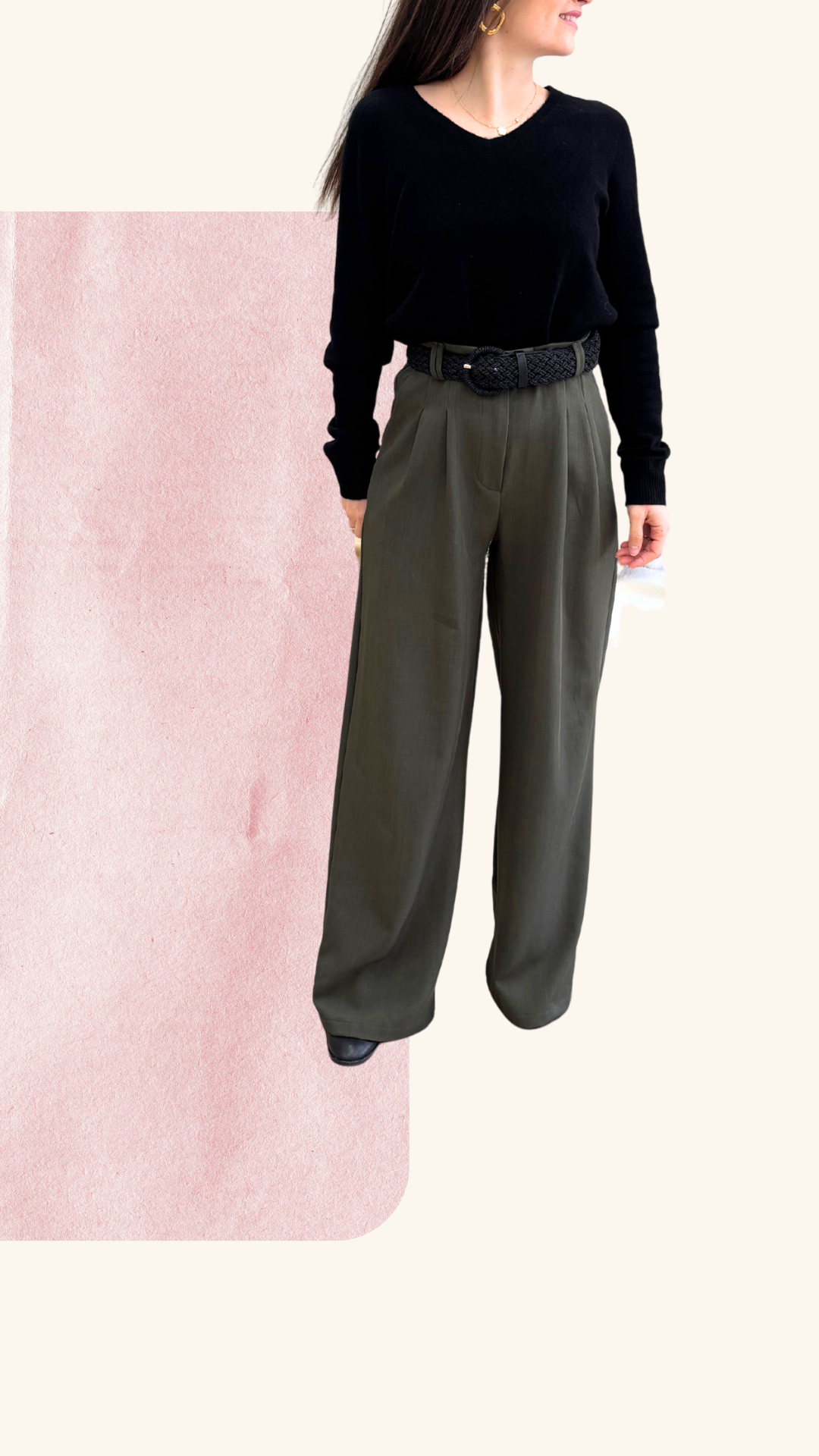 Pantalon tailleur Noah kaki